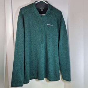 Eddie Bauer Men's 1/2 Zip Fleece Lined Pullover Sweater Heathered Green Sz XXL